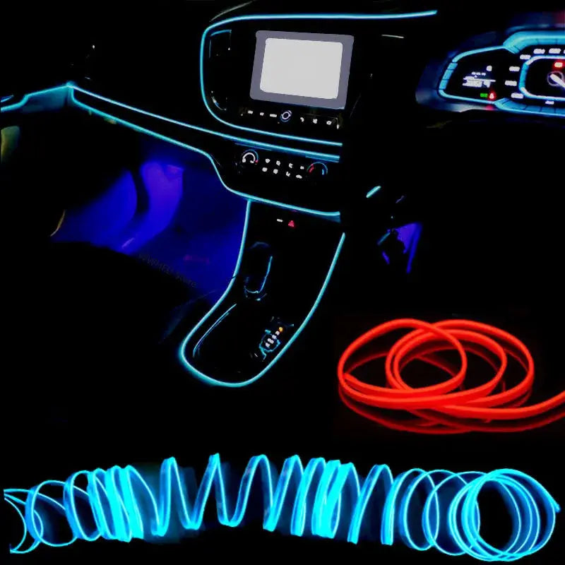 5m Car Interior LED Strip Lights USB Powered 5V Flexible Ambient Lamp For DIY Auto Decoration
