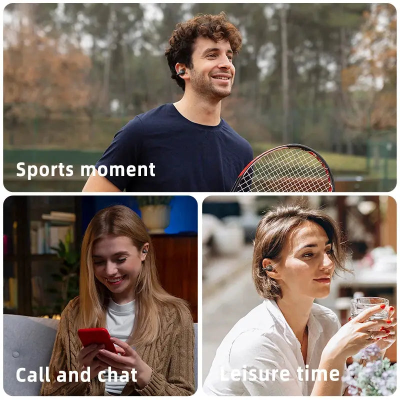 PulseTech Wireless Bluetooth Earphones With Mic Noise Canceling Clip On Earbuds For Sports And Gaming