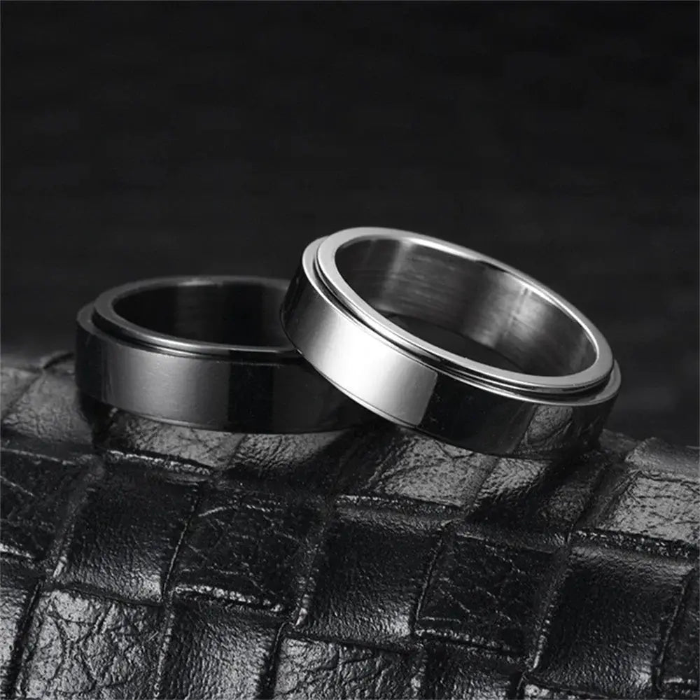 Anxiety Fidget Spinner Ring Stainless Steel Unisex Spinning Band Black Or Silver Anti Stress Jewelry