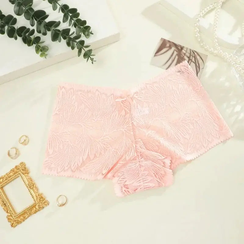 Pink lace seamless briefs for women, breathable low-waist underwear, plus-size S-XL by Simples Market