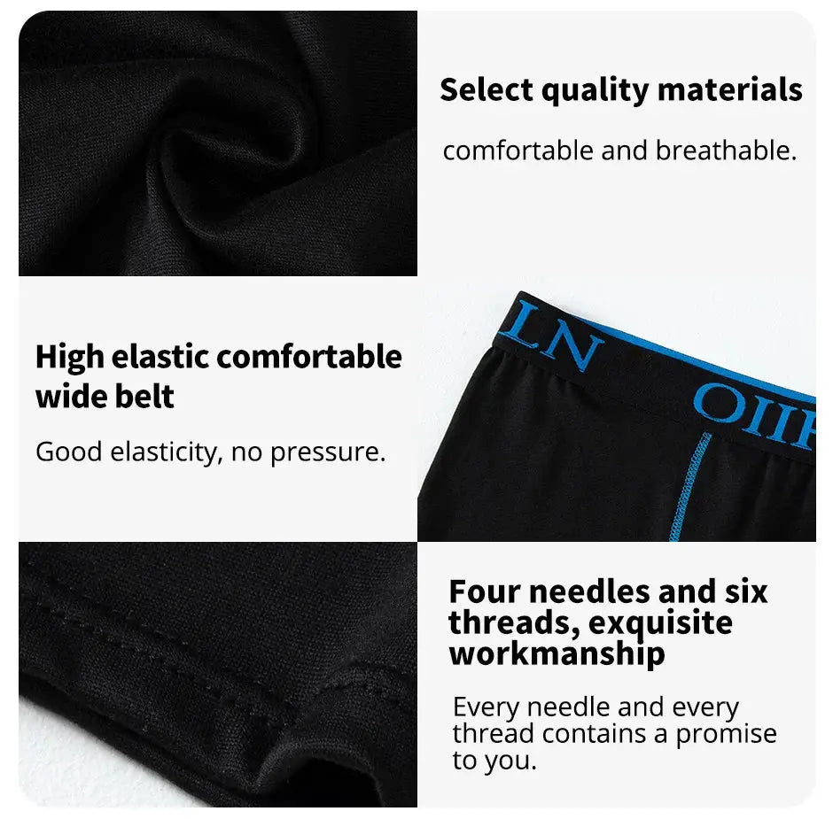 Men's black breathable stretch underwear shorts with wide elastic waistband.