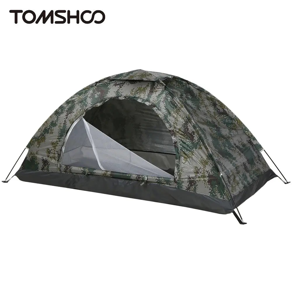 Tomshoo camo ultralight 1–2 person camping tent with mesh doorway