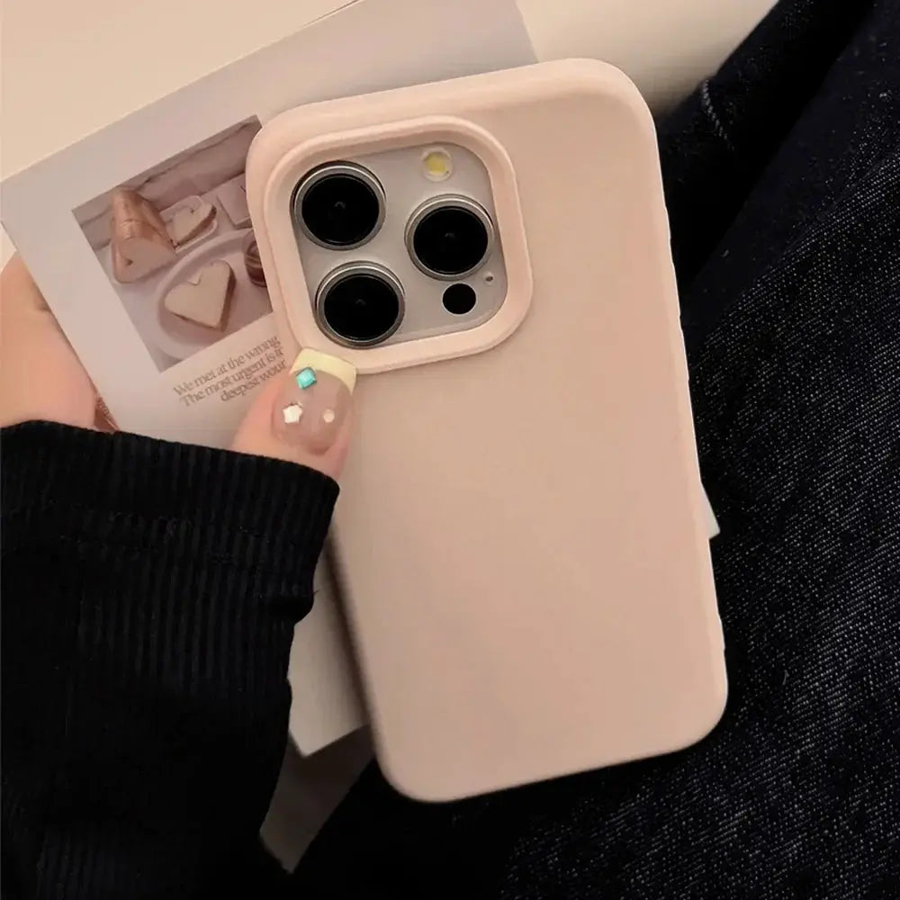 Dopamine Silicone Solid Color Phone Case For iPhone 11 Through 17 Pro Series Minimalist Durable Back Cover