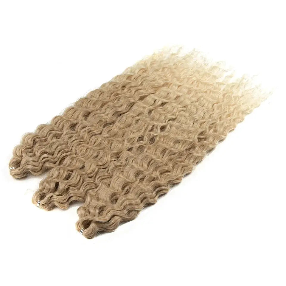 FASHION IDOL 22in Ariel curl crochet hair extensions, blonde synthetic, 3-pack by Simples Market