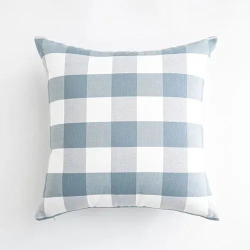 Pillow cover, light blue plaid pattern, decorative sofa cushion 30x50cm/45x45cm, 1PC