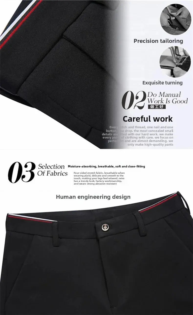 Simples Market elastic waist dress pants for men in black, wrinkle-resistant slim-fit office chinos.