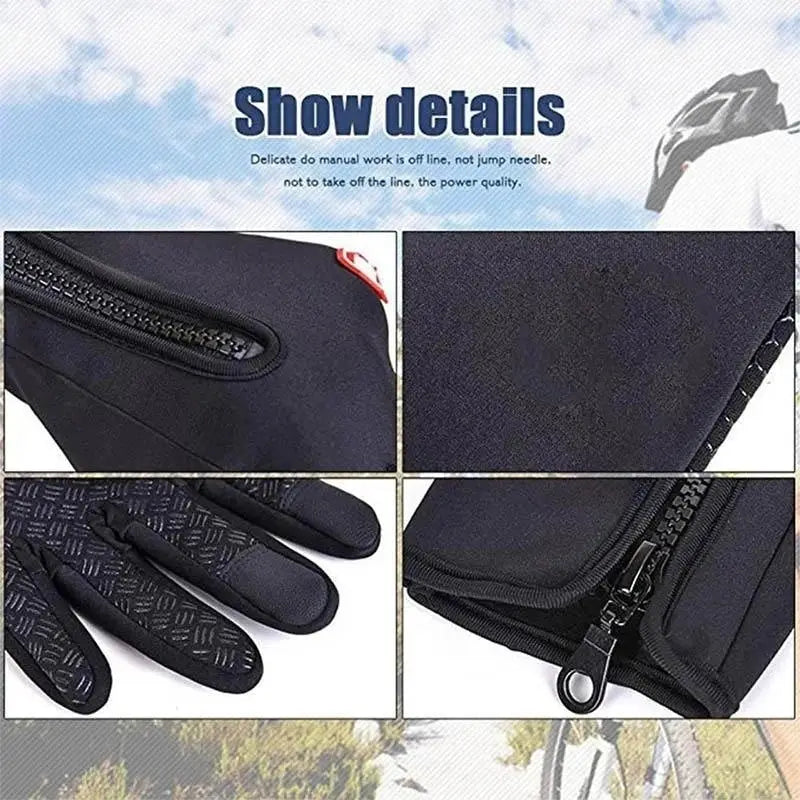 Winter Gloves For Men Waterproof Windproof Cold Weather Warm Touchscreen Zippered Gloves For Snowboard Riding Driving