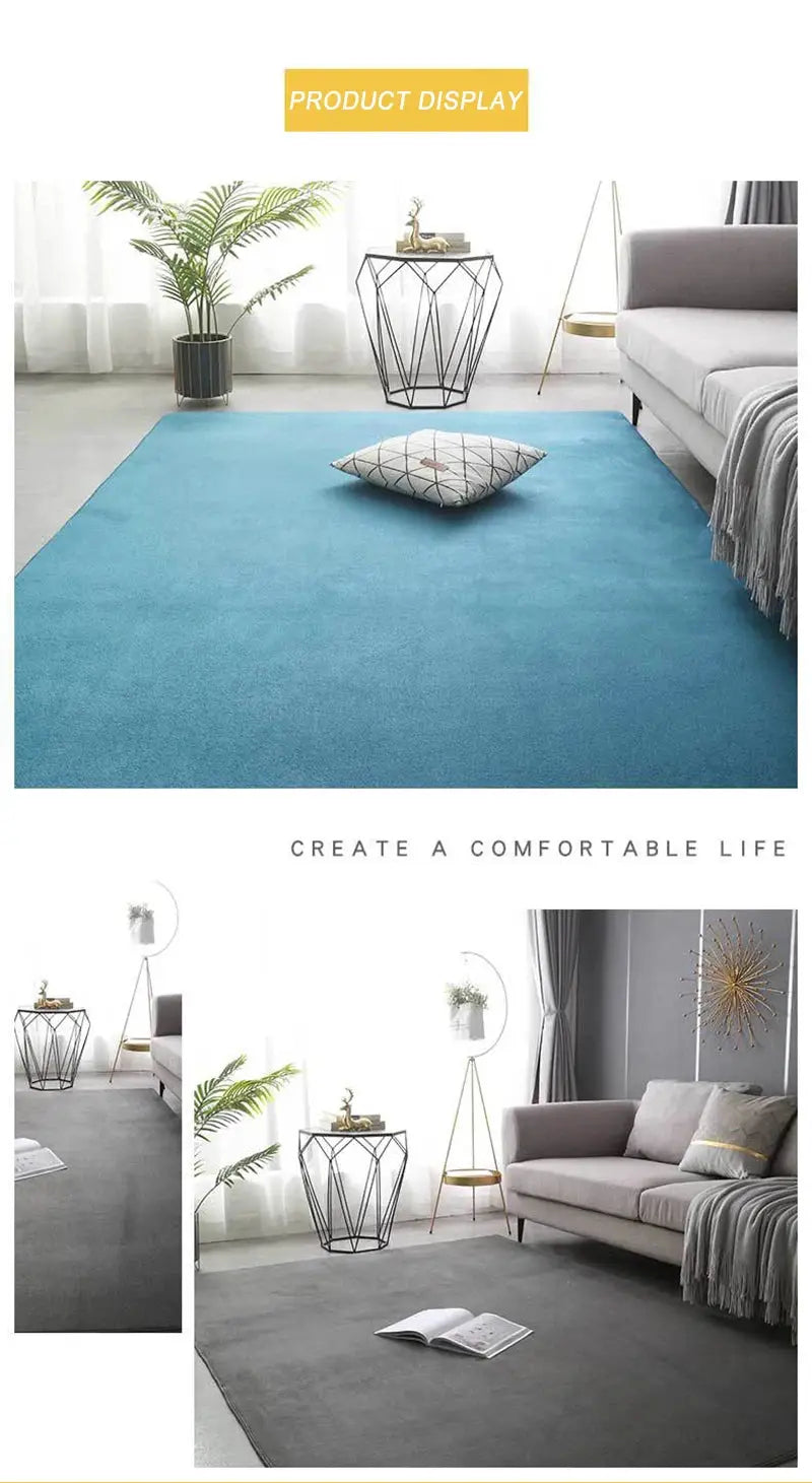 VIKAMA coral velvet carpet, blue non-slip large-area rug for living room and bedroom