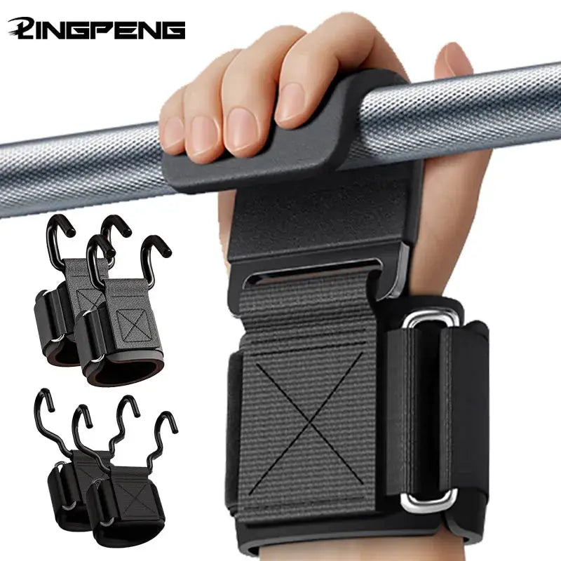 Weight Lifting Hooks Heavy Duty Pull Up Straps Adjustable Powerlifting Grips For Gym Workout