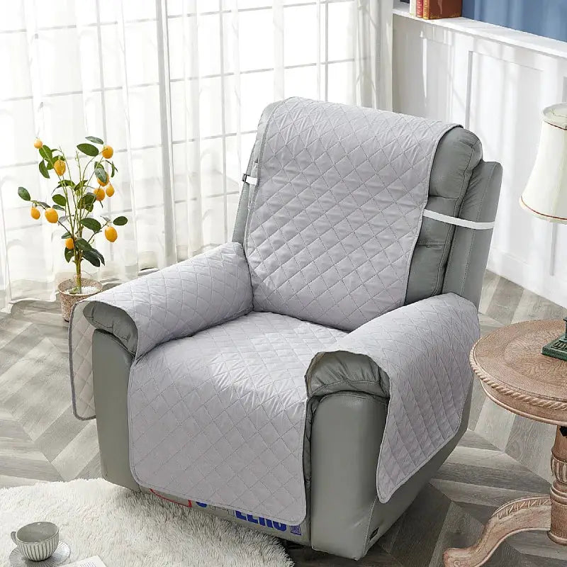Anti-slip quilted recliner chair cover in gray by Simples Market for living room use