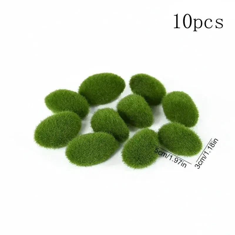 10Pcs Simulation Moss Stone Set Artificial Moss Rocks For Home Garden Decor Flower Pot Creative Crafts