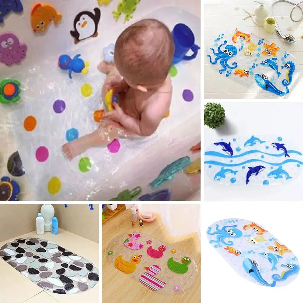 Simples Market Soft Cartoon PVC Kids Anti-Slip Bath Mat set; 6 colorful suction-cup mats with sea creatures