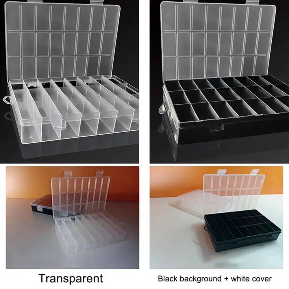 Clear 24 Compartment Plastic Storage Box Organizer For Craft Supplies Beads Jewelry And Small Items
