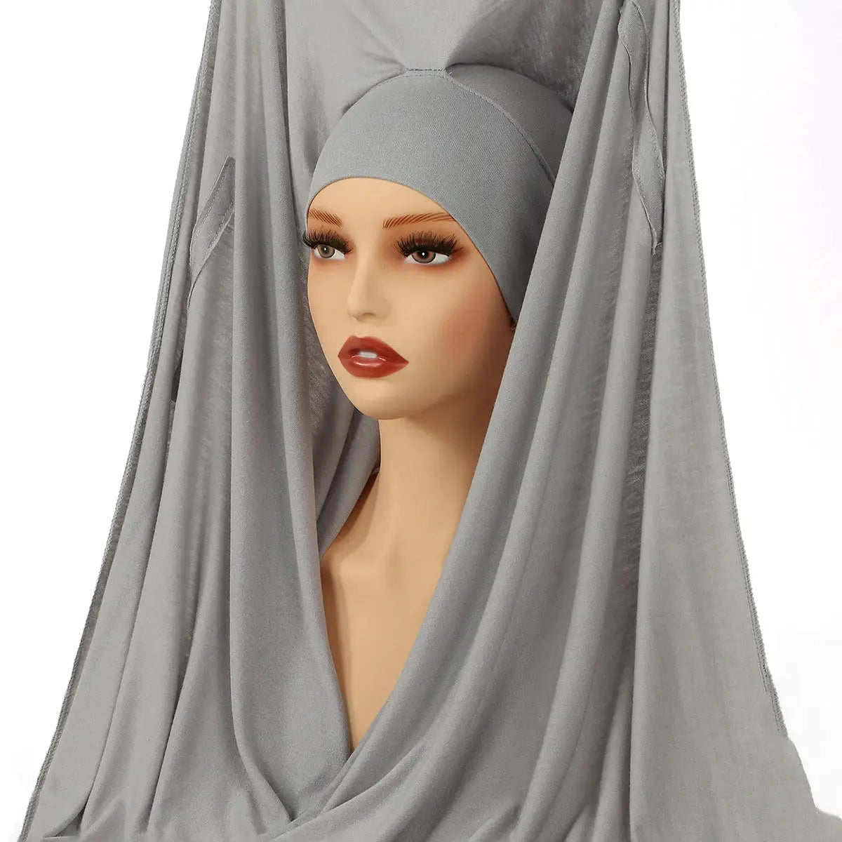 NovaVibe Instant Chiffon Hijab Magnetic Buckle Solid Color Muslim Scarf Effortless Wear