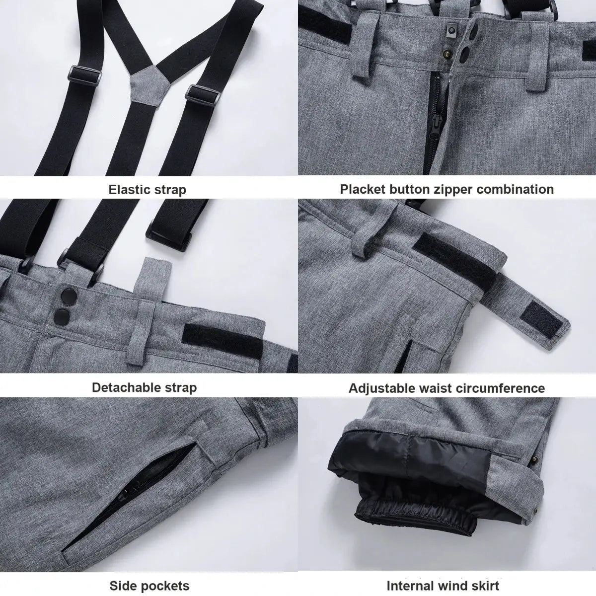 Women Winter Skiing Pants Warm Thick Windproof Waterproof Snowboard Suspender Trousers Plus Size