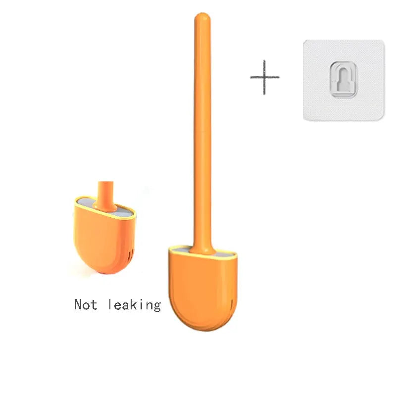 CleanNest Wall Hanging Toilet Brush With Holder Long Handle Silicone Brush Soft Bristles For Rim Cleaning