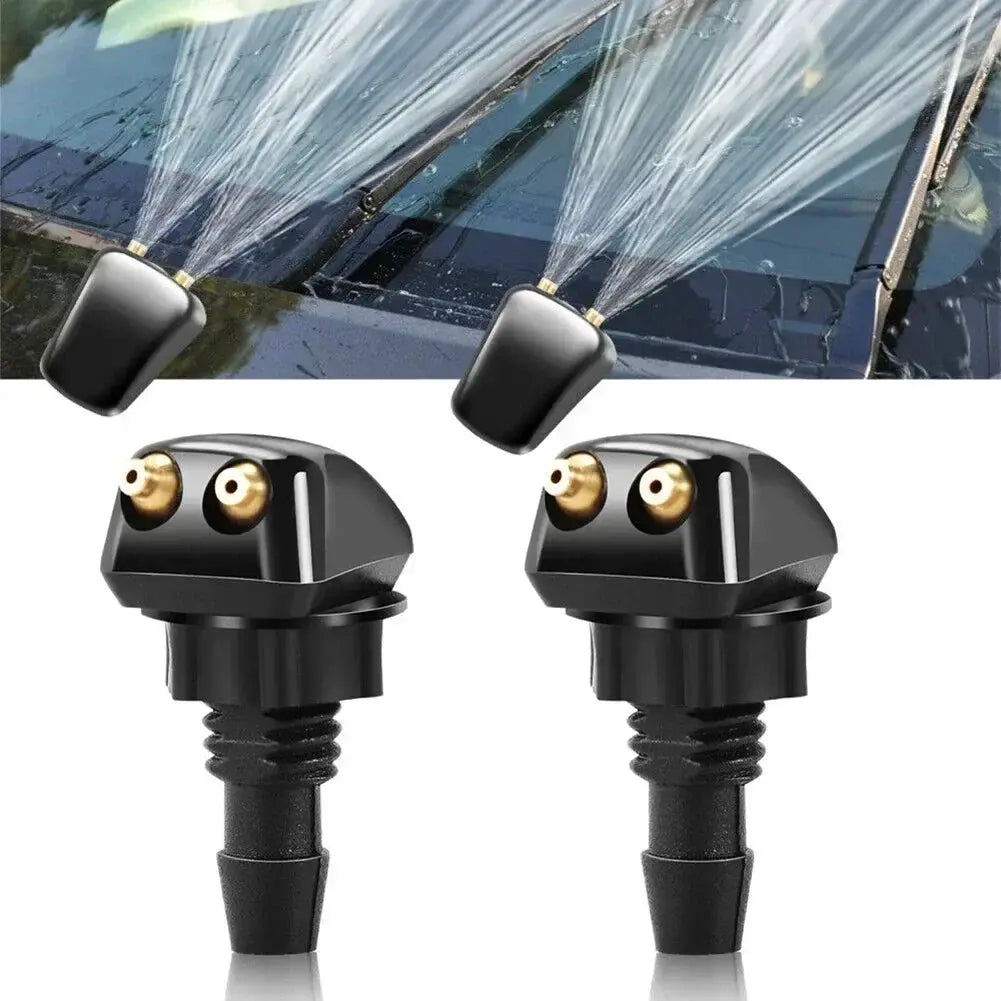 Two Pack Car Windshield Wiper Washer Spray Nozzles Dual Hole Fits Most Car Models Water Spray