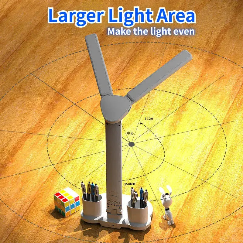 Simples Market LED Clock Table Lamp with two rotatable heads, USB rechargeable, dimmable eye-protection desk light