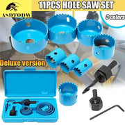 11 Piece Hole Saw Set Kit For Woodworking With Case 19mm To 64mm High Carbon Steel