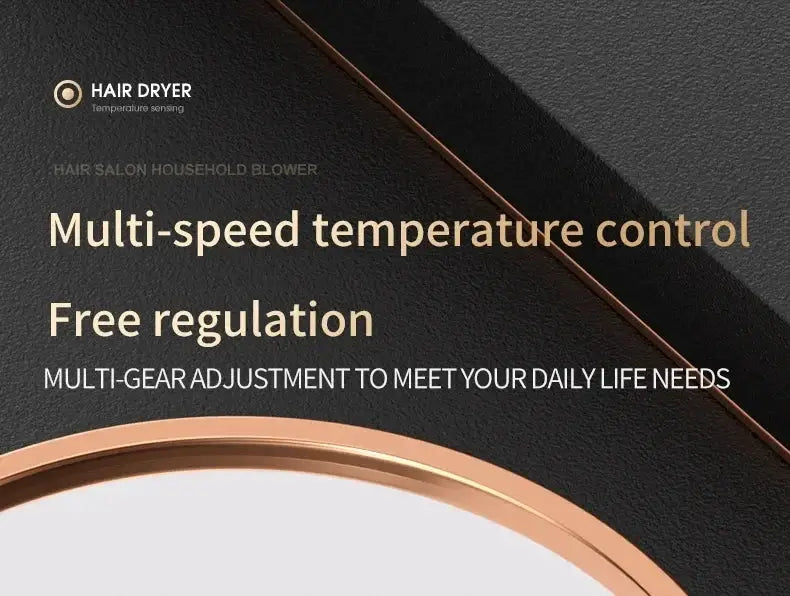 HOMEFISH 2000W salon hair dryer banner with rose-gold accent ring on dark textured background.