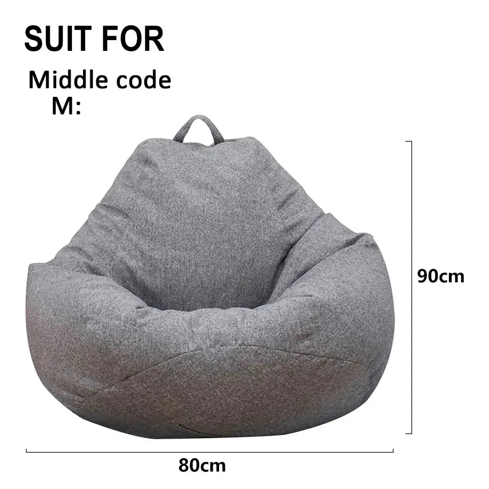 Simples Market gray linen bean bag lounger chair, large 80x90 cm