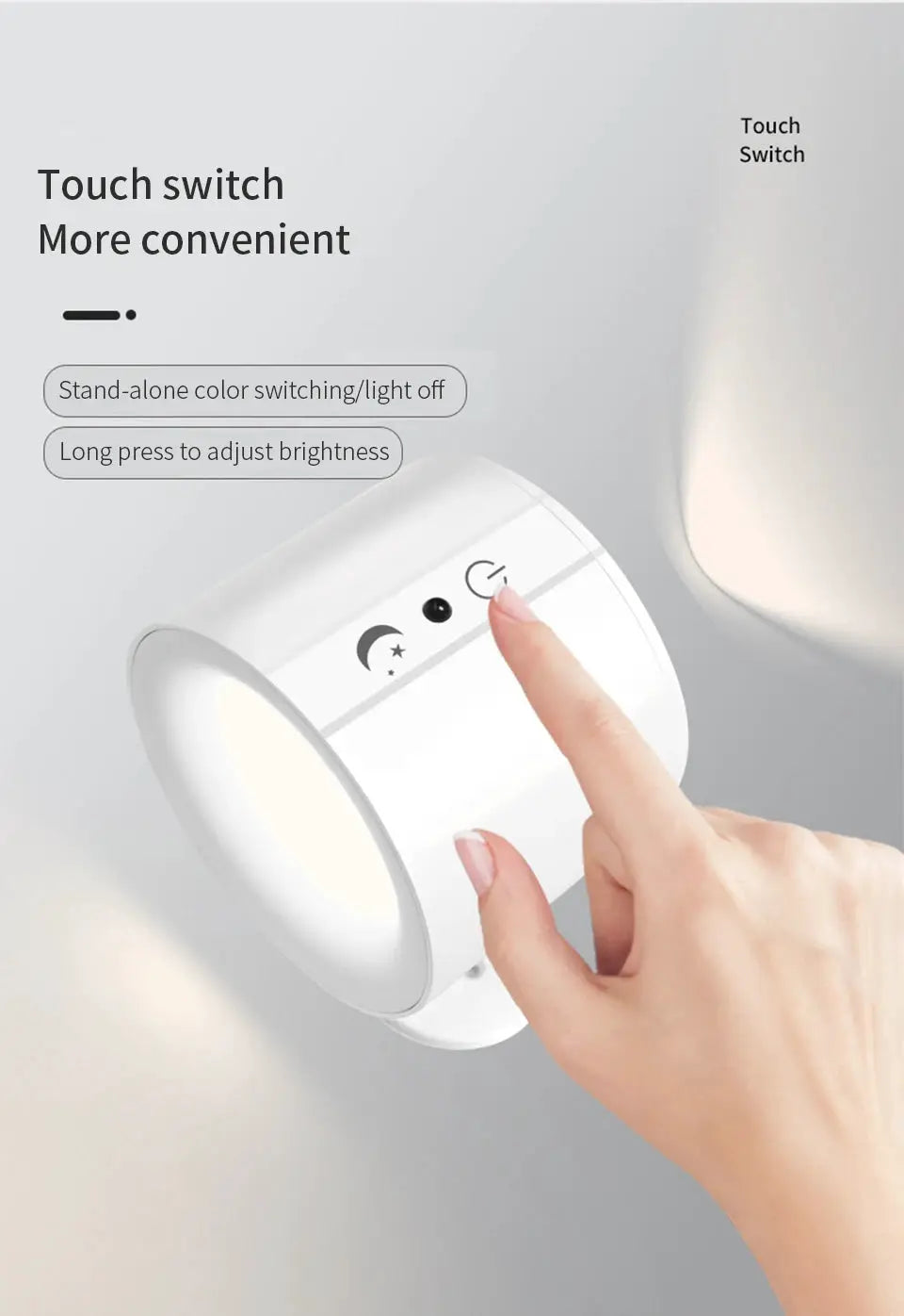 White LED wall sconce by Simples Market with touch switch, double-head rotatable lamp