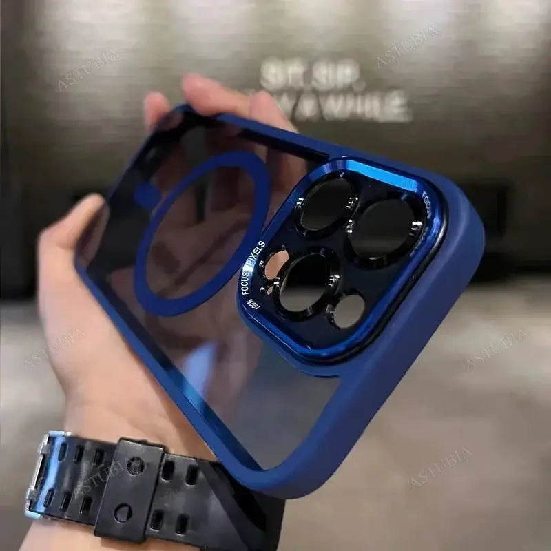 LuxGuard Magnetic Metal Lens Bumper Case For iPhone 11 To 16 Pro Max And 16 Plus Wireless Charging Ready Clear Cover