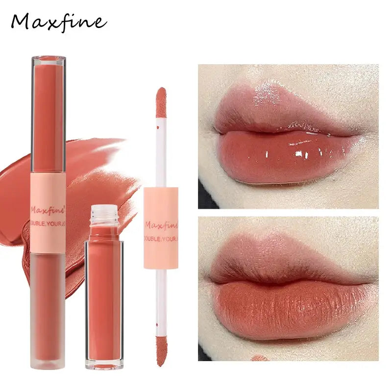LuxeLips Double End Lip Glaze With Gloss And Matte Velvet Finish For Long Lasting Color And Hydration