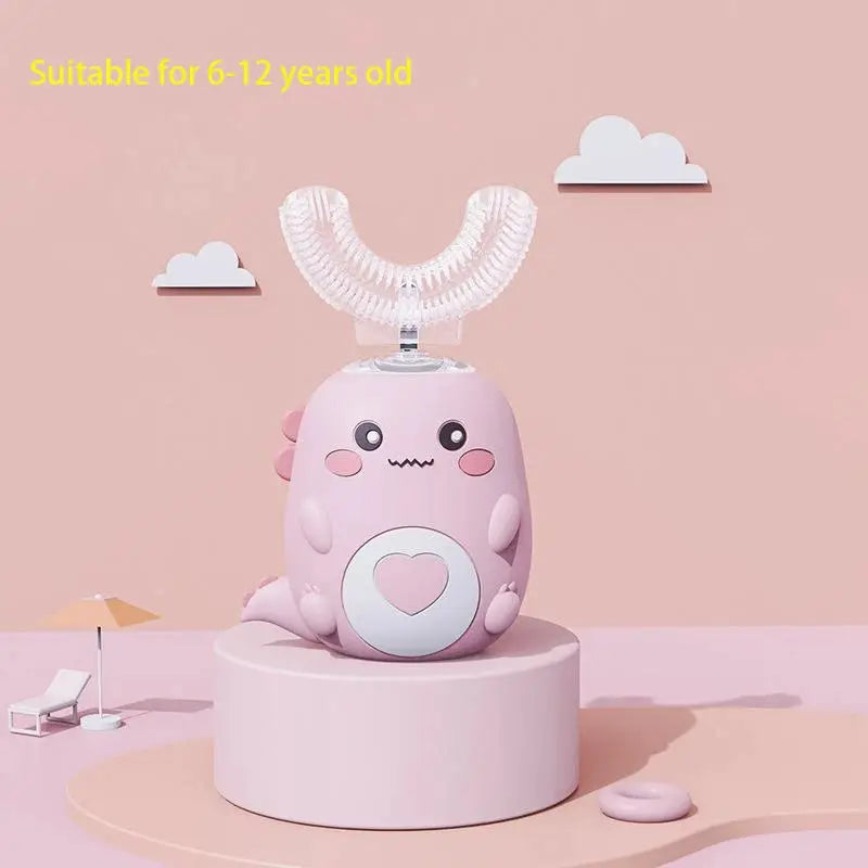 TinySmiles U Shaped Electric Toothbrush For Kids With 360 Degree Smart Cleaning And Soft Silicone Bristles