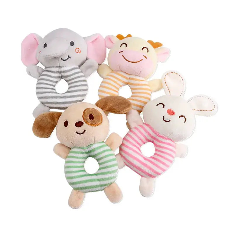 Newborn Baby Rattle Toys Plush Cartoon Animals Hand Ring Toy For Infants 0 To 24 Months Early Educational Toy