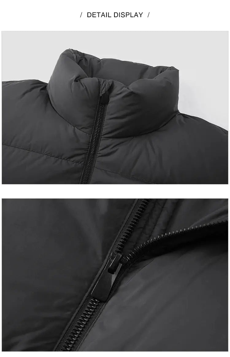 Semir men's dark gray down jacket with a thick stand collar; windproof and waterproof puffer coat.