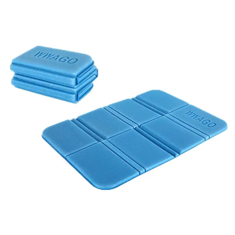 Foldable blue XPE foam outdoor mat for picnics and camping, moistureproof seat cushion.