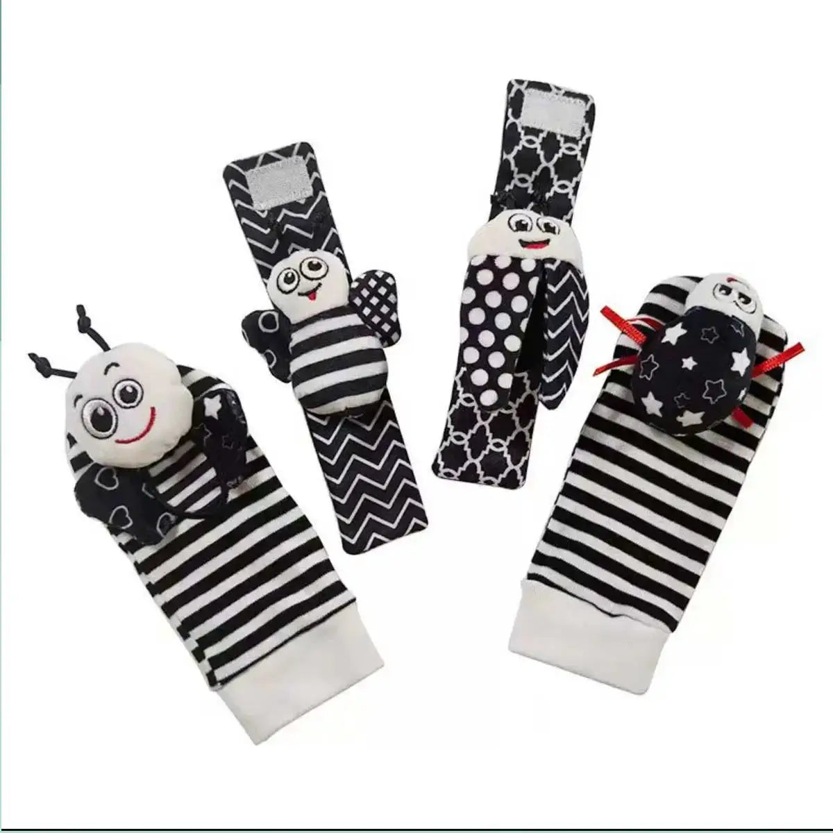 4 Piece Baby Rattle Toys Set Cute Stuffed Animals Wrist Rattles Foot Finder Socks 0 To 24 Months Gift For Infant