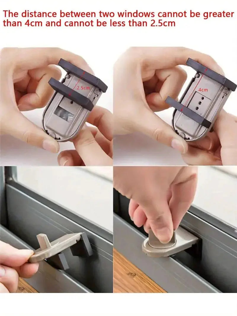 Simples Market 2 pcs sliding sash stopper lock, grey plastic anti-theft locks for windows and doors