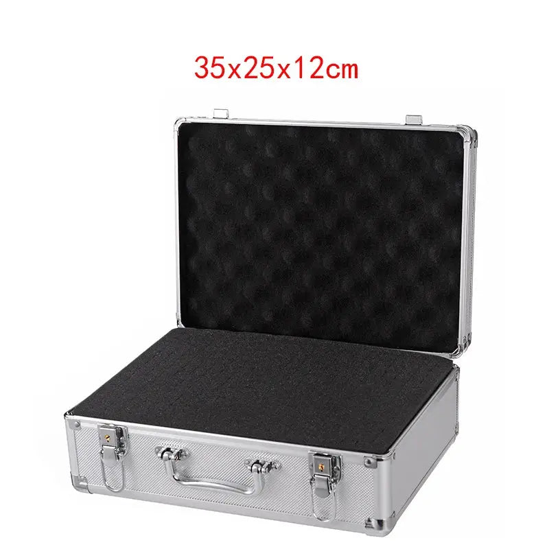 Simples Market shockproof aluminum tool organizer case with foam padding, 35x25x12 cm.