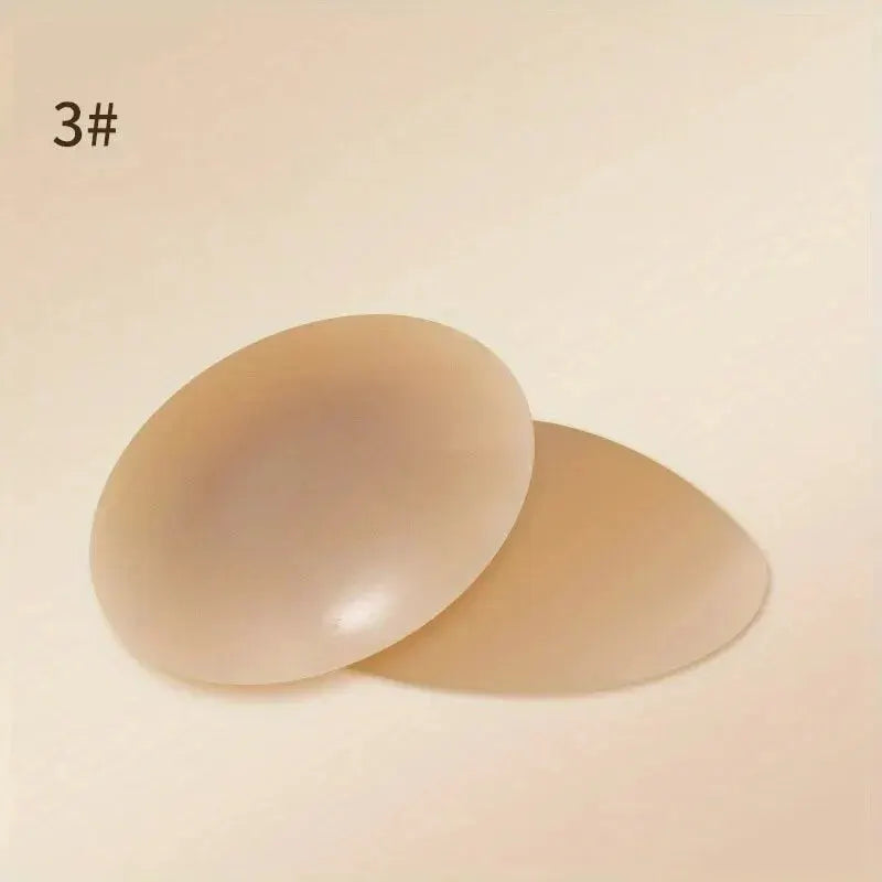 1 pair beige silicone nipple covers with adhesive for strapless backless wear
