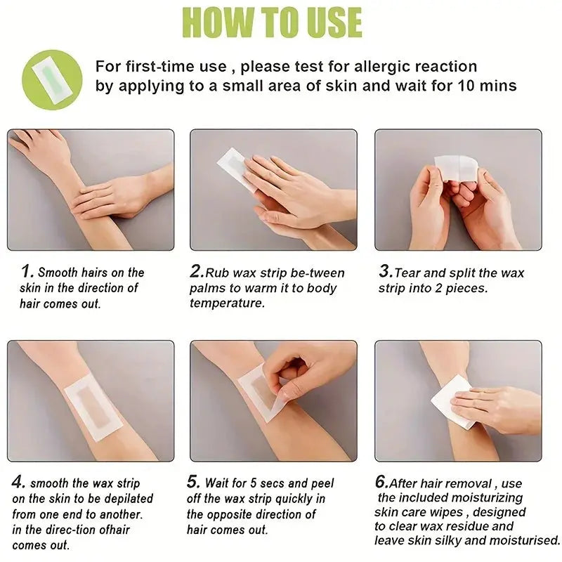 Professional Double Sided Cold Wax Strips For Hair Removal On Legs Body And Face 6 Sticks 10 To 20 Sticks