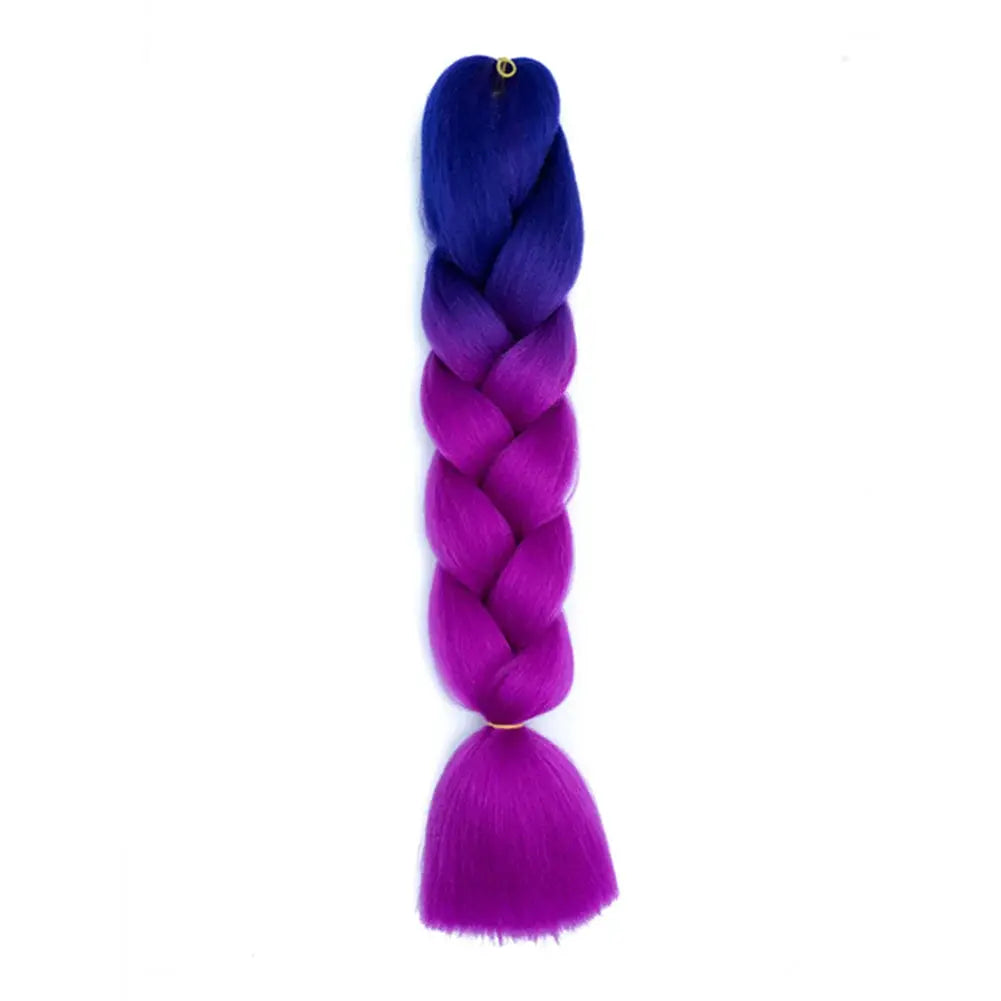 24-inch DIY jumbo braiding hair, Afro ombre blue to purple, synthetic crochet braid extensions