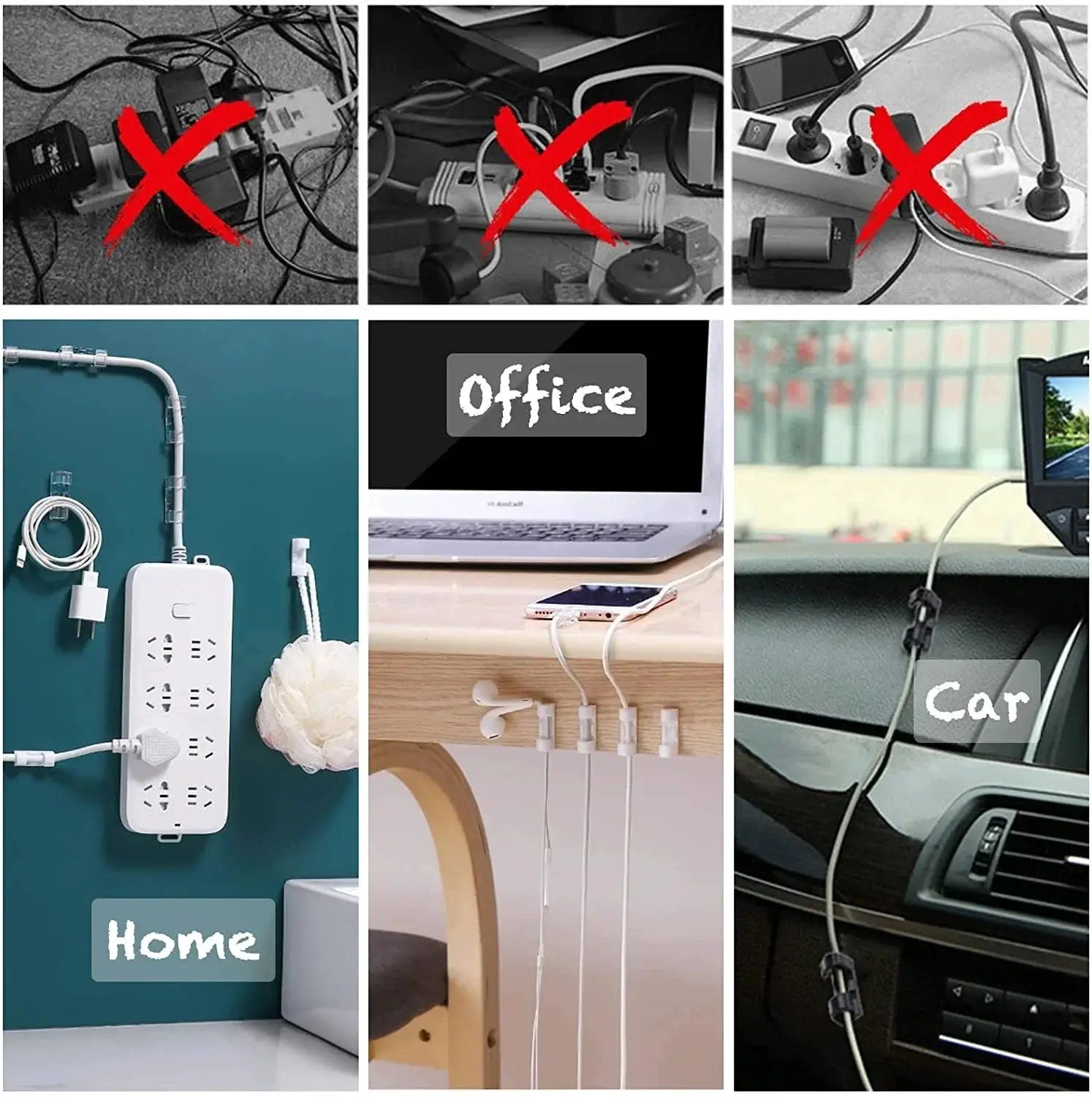 NeatCable Self Adhesive Cable Organizer Clips for Desk and Wall Mount to Manage PC Mouse USB Power Cords