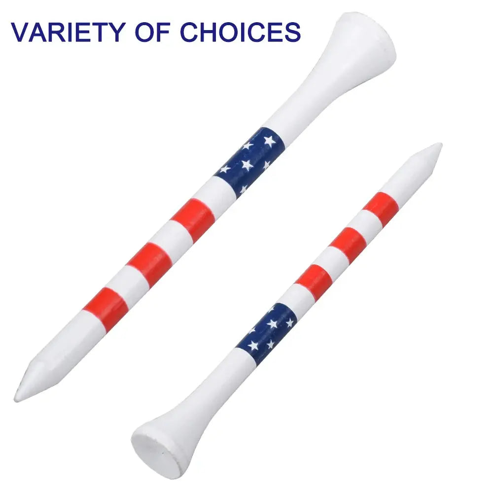 50 Pcs American Flag Bamboo Golf Tees Set Durable Eco Friendly Practice Tees Two Lengths Included