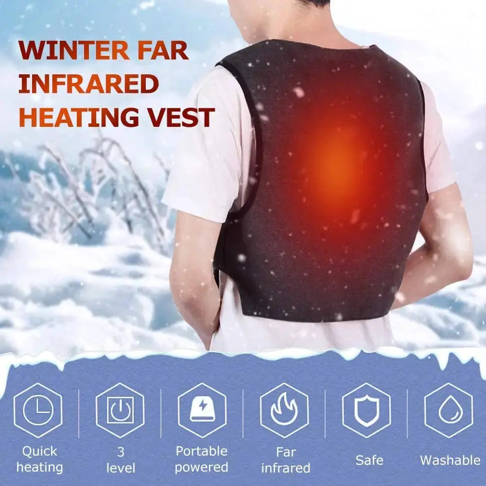 Men heated vest by Simples Market, graphene infrared heating, USB powered, black padded jacket