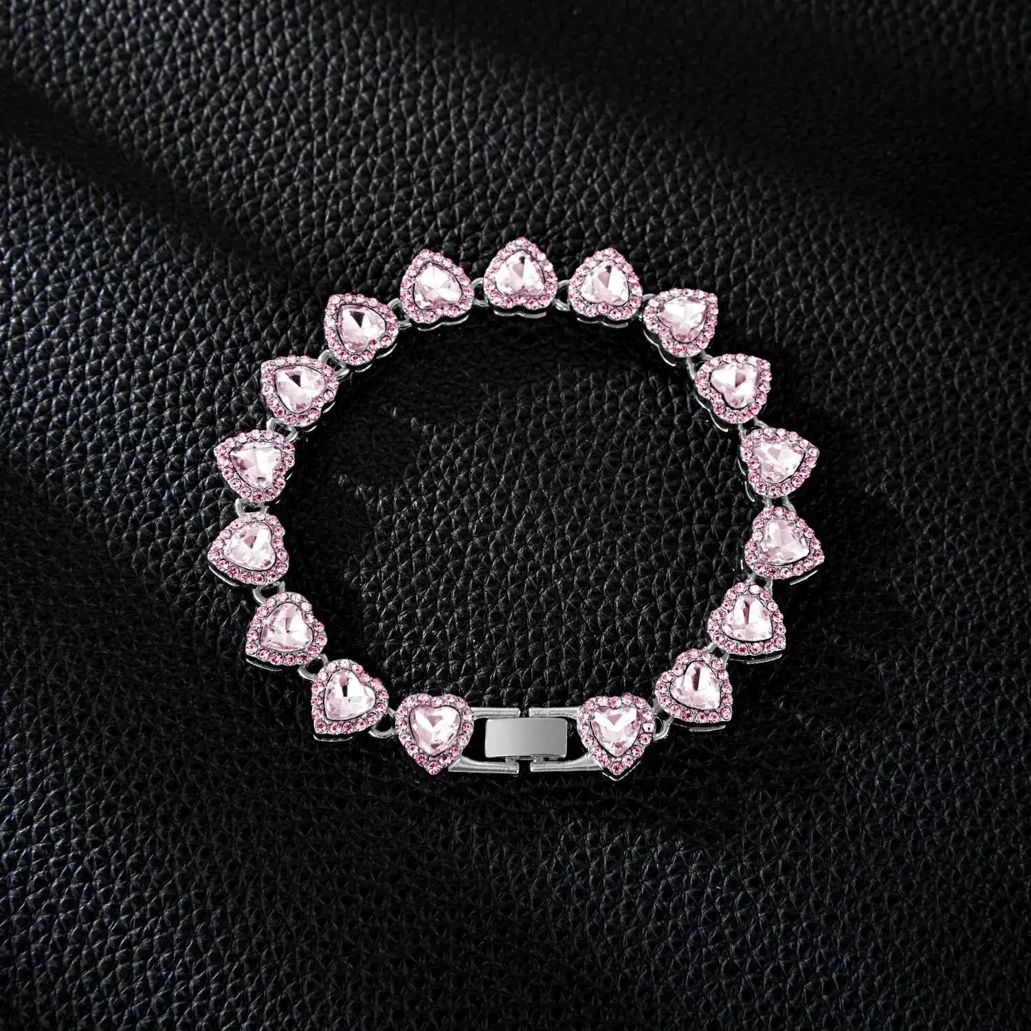 Yupsk 45cm 20cm Shiny Heart Rhinestone Hip Hop Rock Tennis Chain Bracelet Necklace Women Men Trendy Jewelry Set Gift