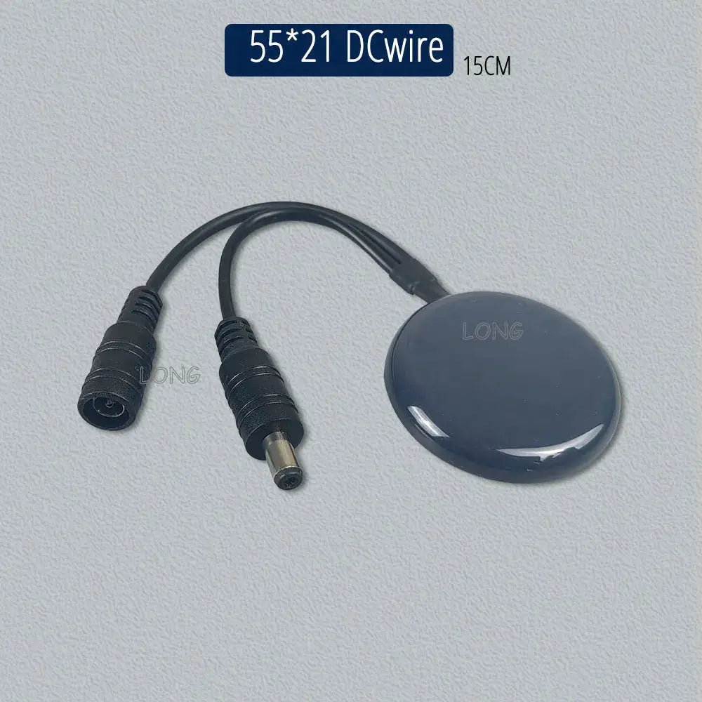 Touch dimming switch disc; dark blue round panel with dual cables for cabinet LED lighting