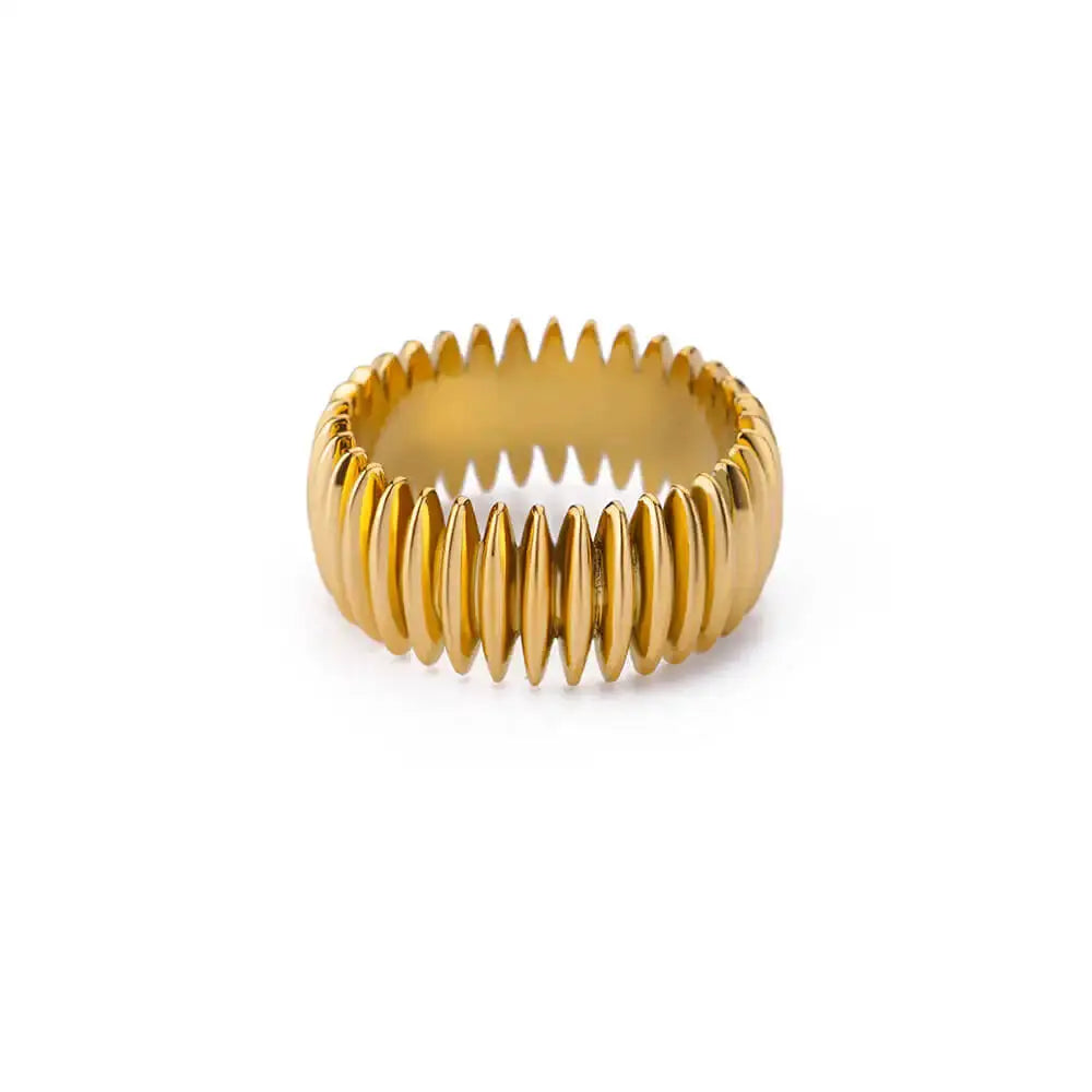 Stainless Steel Geometric Stripe Rings For Women Gold Plated Punk Finger Rings Party Jewelry Gift