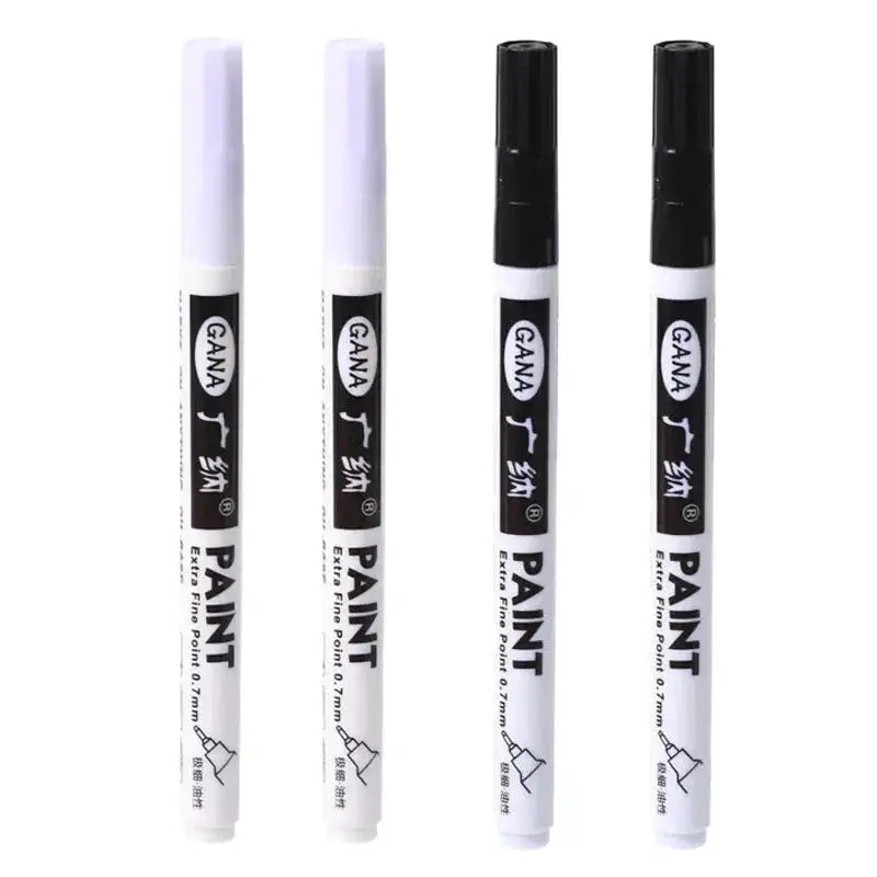 GANA 4-pack oil-based permanent paint markers, 0.7mm, white and black, waterproof