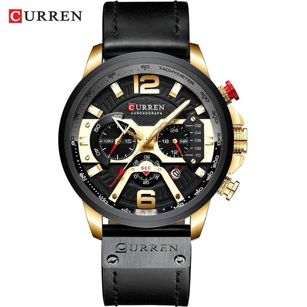 Curren Casual Sport Watch For Men Luxury Military Chronograph With Complete Calendar