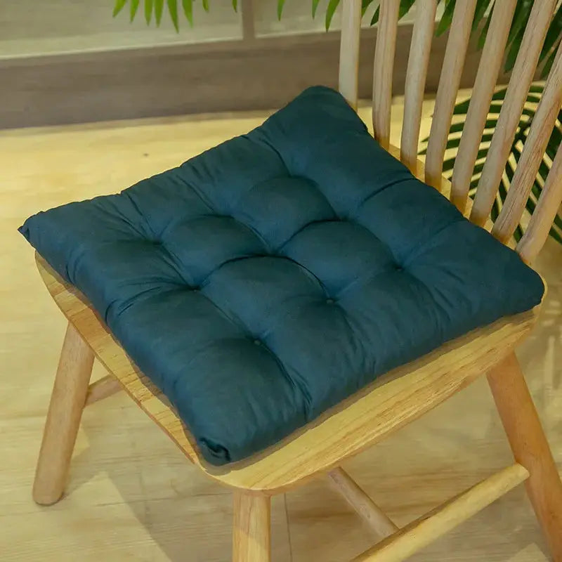 Simples Market LMETJMA chair pad cushion for dining chairs, teal blue, tufted square with ties