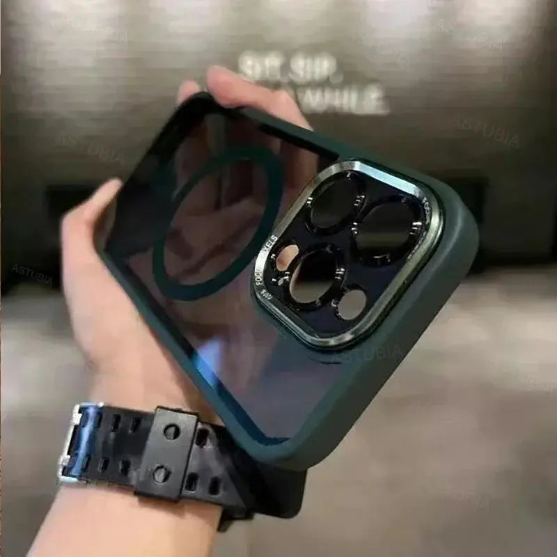 LuxGuard Magnetic Metal Lens Bumper Case For iPhone 11 To 16 Pro Max And 16 Plus Wireless Charging Ready Clear Cover