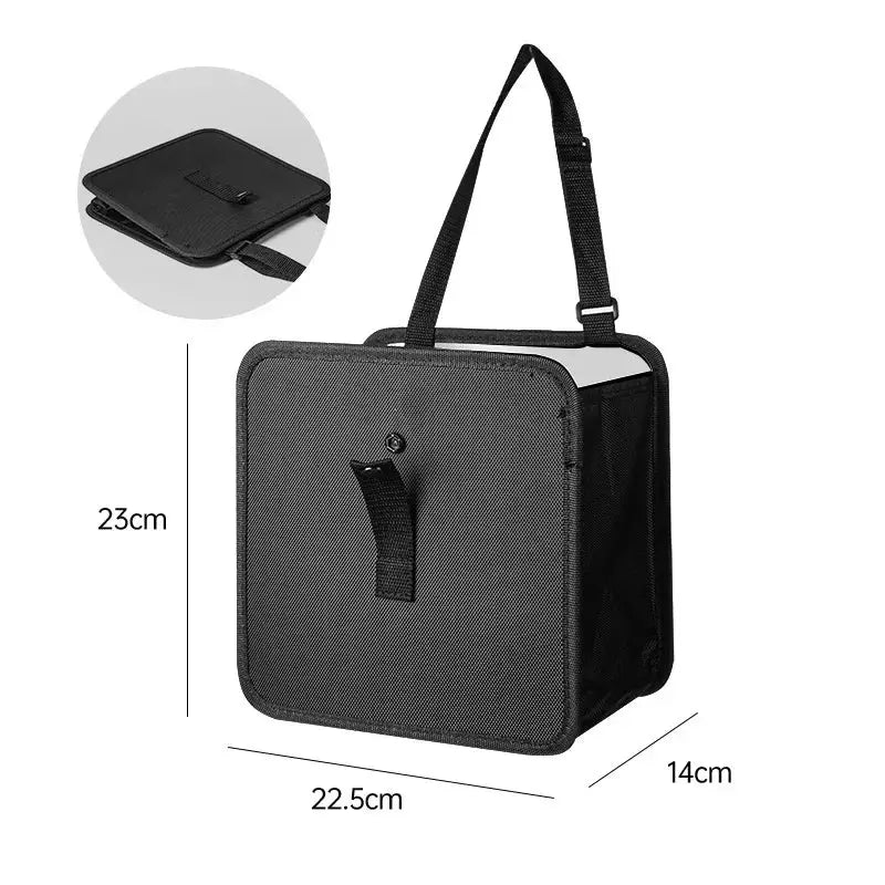 Car trash can folding portable multifunctional seat-back hanging storage bag by Simples Market, black, waterproof