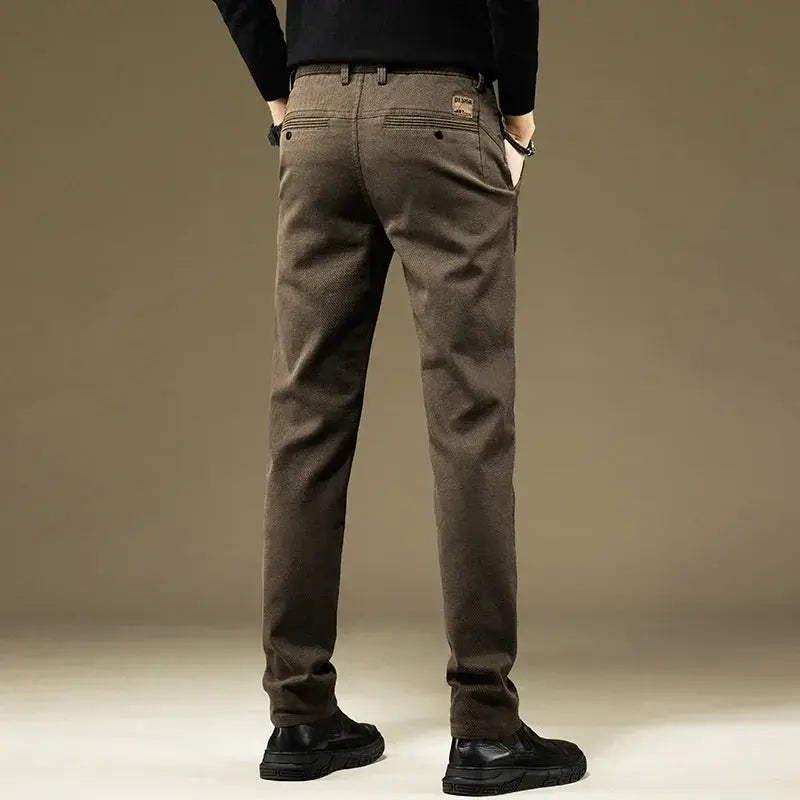 KUBRO men's casual cotton pants in brown, straight-leg work trousers by Simples Market